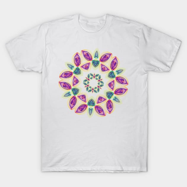 Butterfly Angel Wings | Harmonograph Kaleidoscope Green Pink Yellow White T-Shirt by aRtVerse